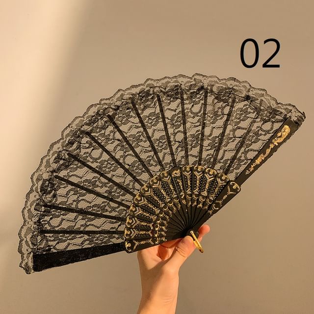 Choker Floral / Set Lace Foldable Hand Fan (Various Designs)