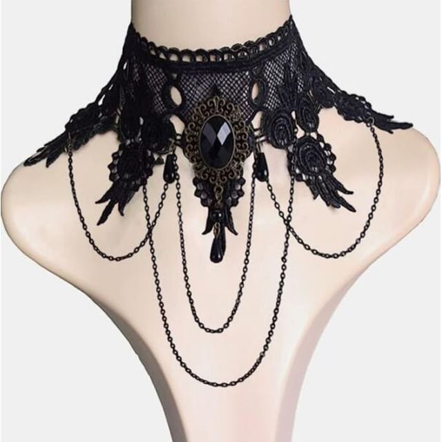 Faux Crystal Lace Necklace