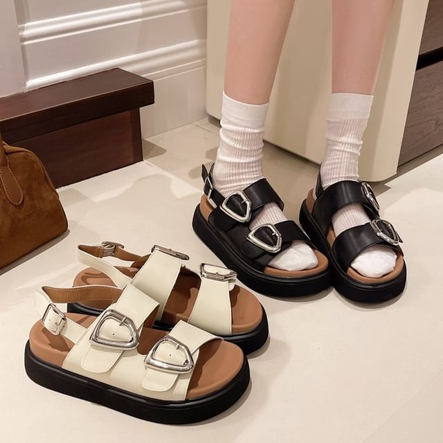 Sandals Slingback Buckled Platform