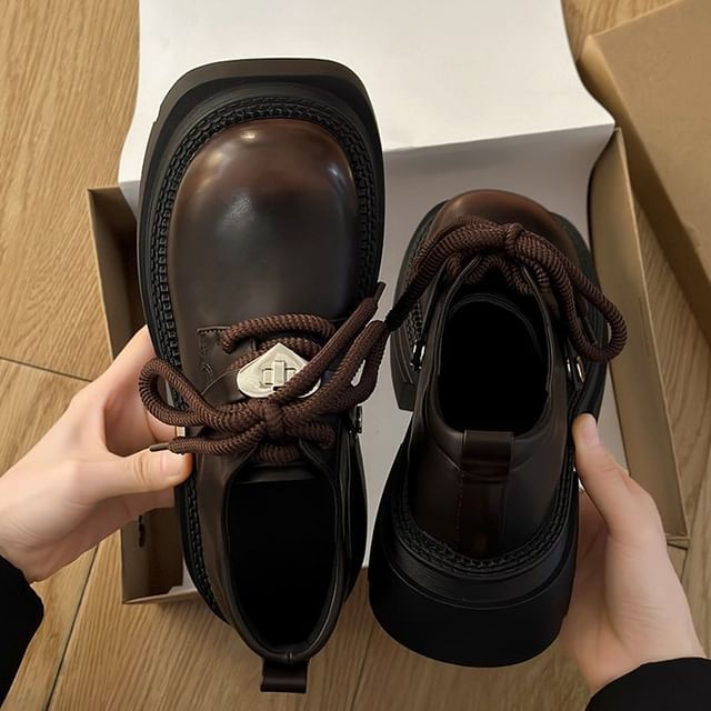 Platform Lace-Up Derby Shoes