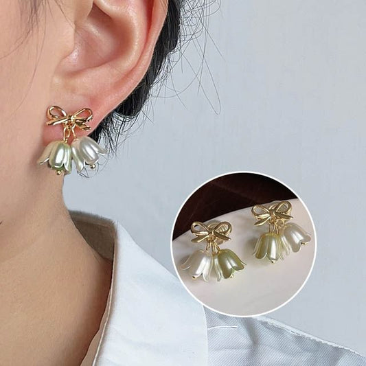 Alloy Bow Earring Drop Floral