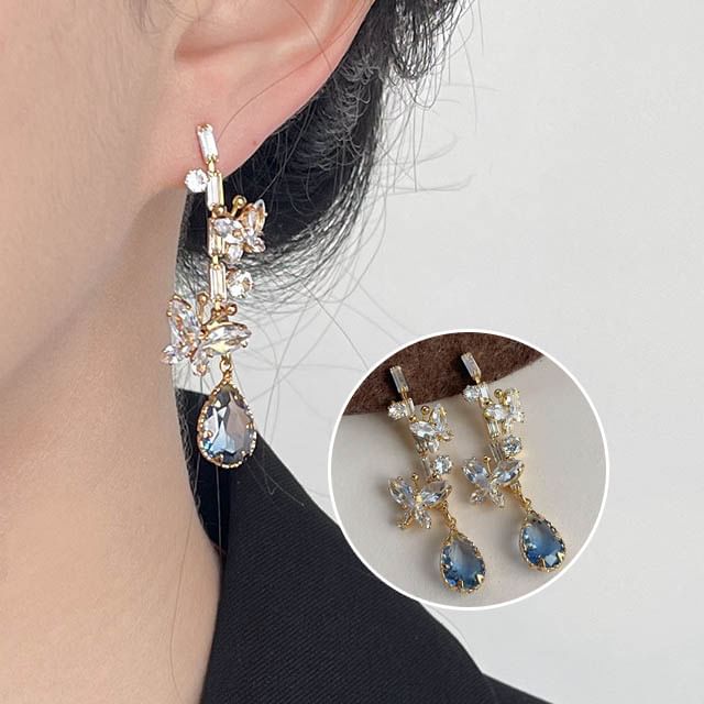 Alloy Earring Rhinestone Butterfly Dangle