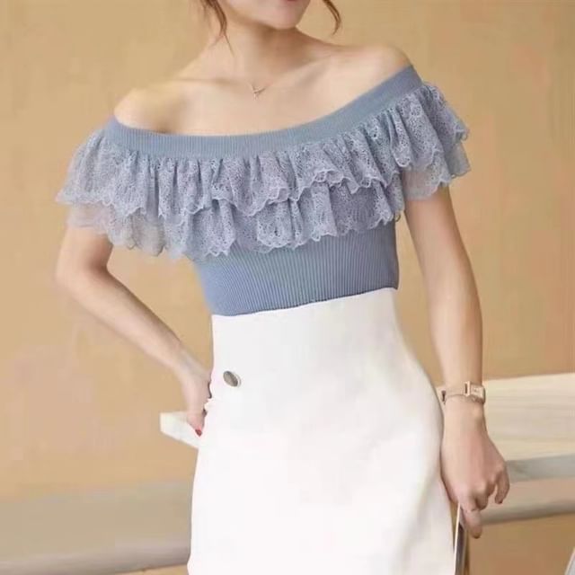 Off-Shoulder Lace Top Knit
