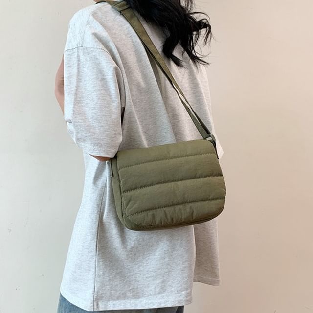 Plain Quilted Flap Crossbody Bag