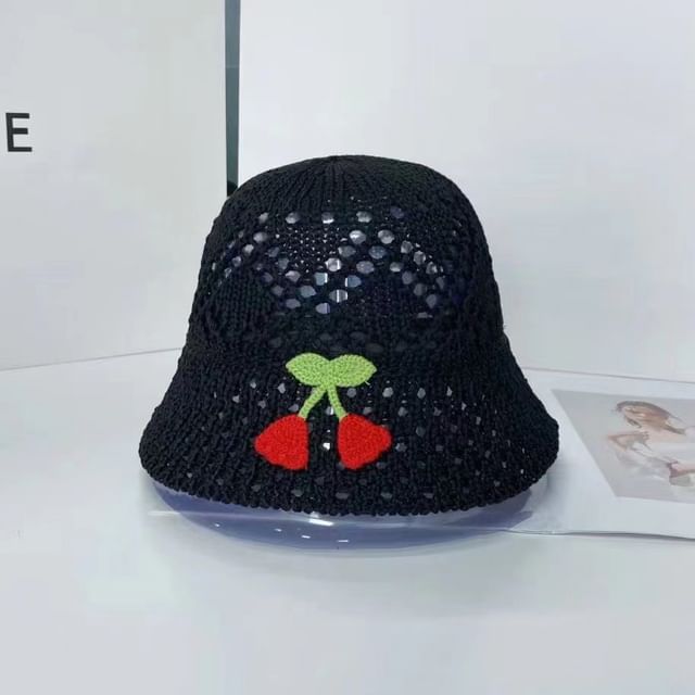 Embroidered Woven Bucket Hat Floral