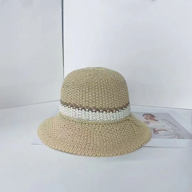 Striped Bucket Woven Hat