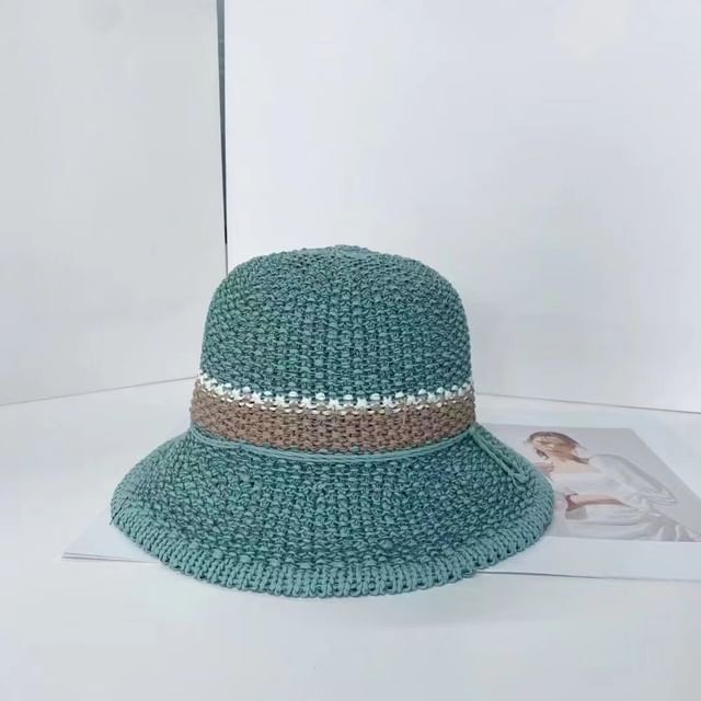 Striped Bucket Woven Hat