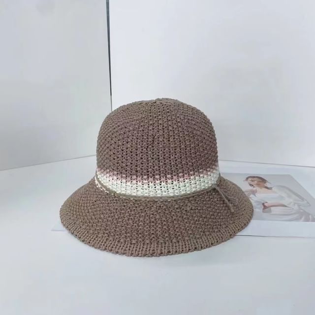 Striped Bucket Woven Hat