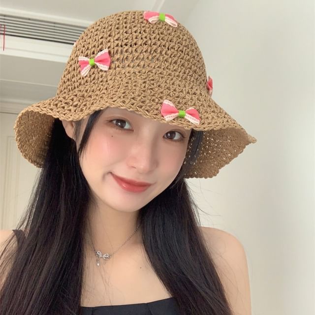 Hat Bow Bucket Straw