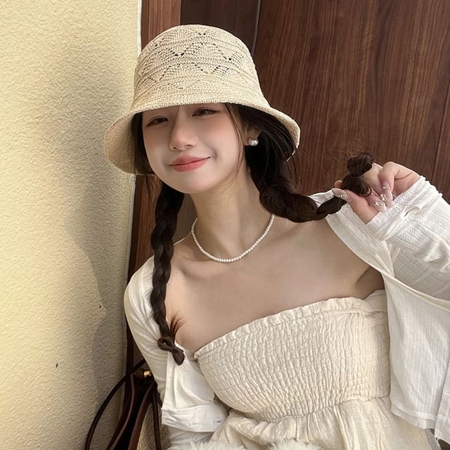 Eyelet Bucket Hat Knit