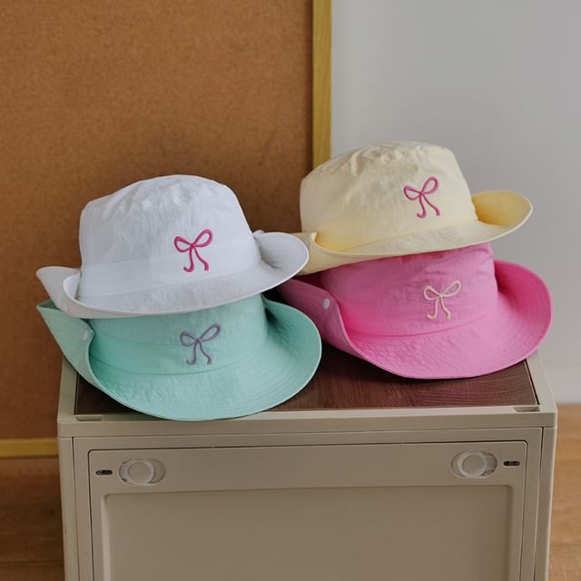 Bow Bucket Embroidered Hat