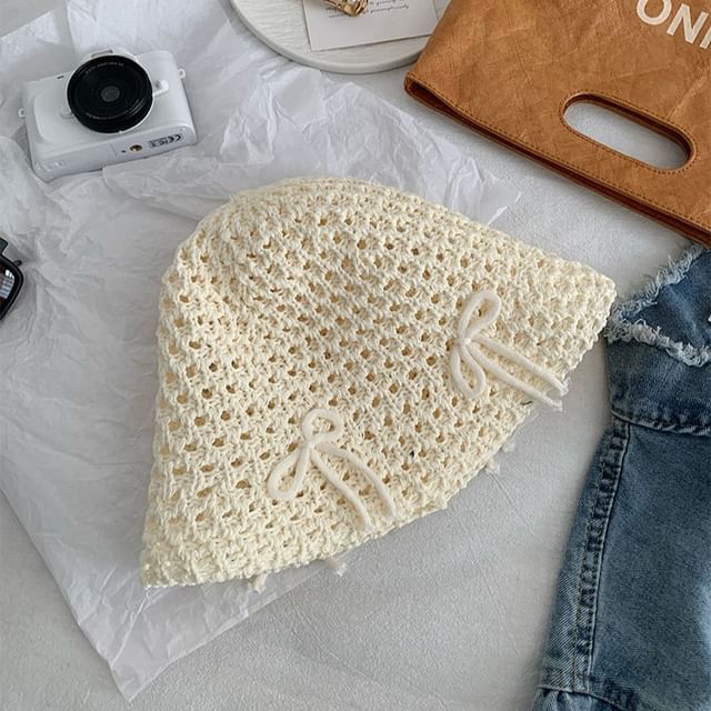 Hat Bow Bucket Woven