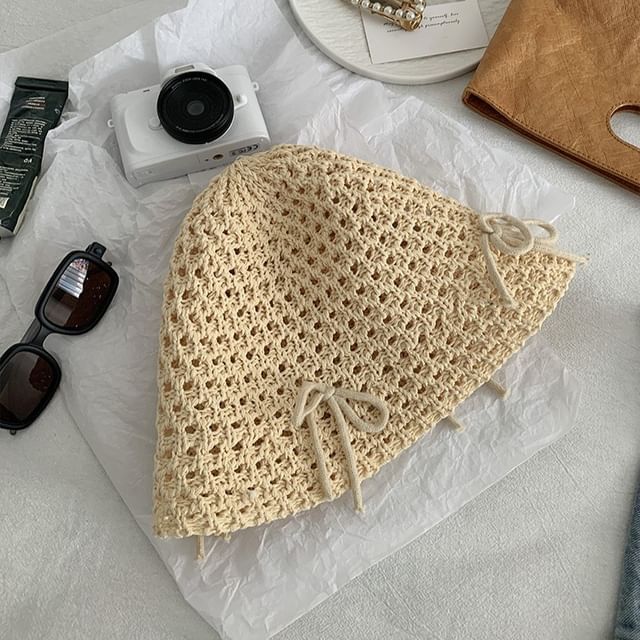 Hat Bow Bucket Woven