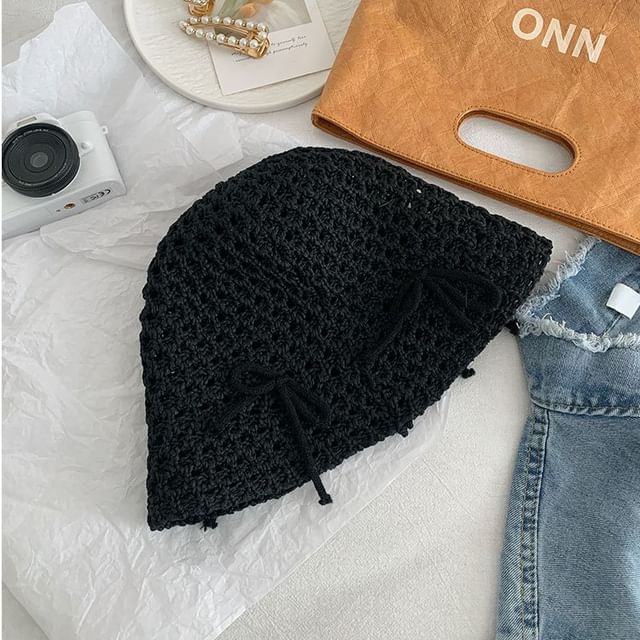 Hat Bow Bucket Woven
