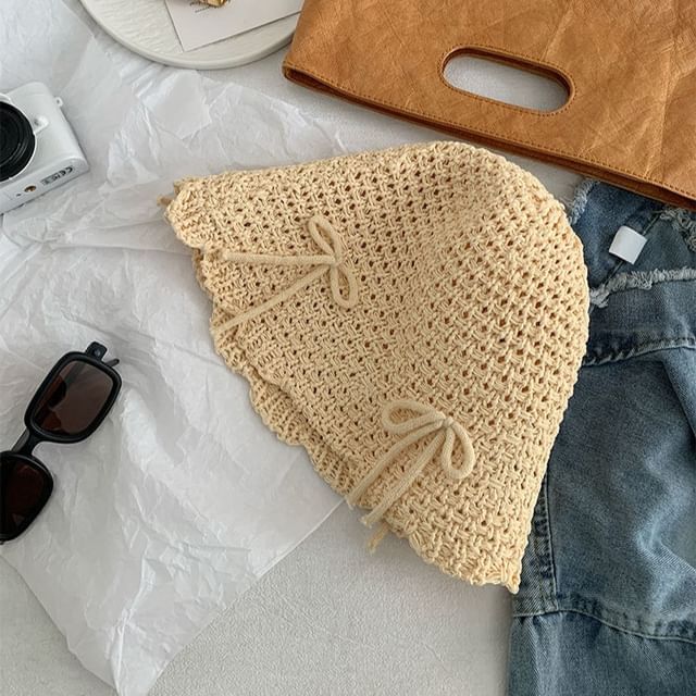 Hat Bow Bucket Woven