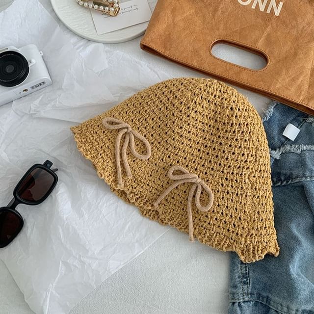 Hat Bow Bucket Woven