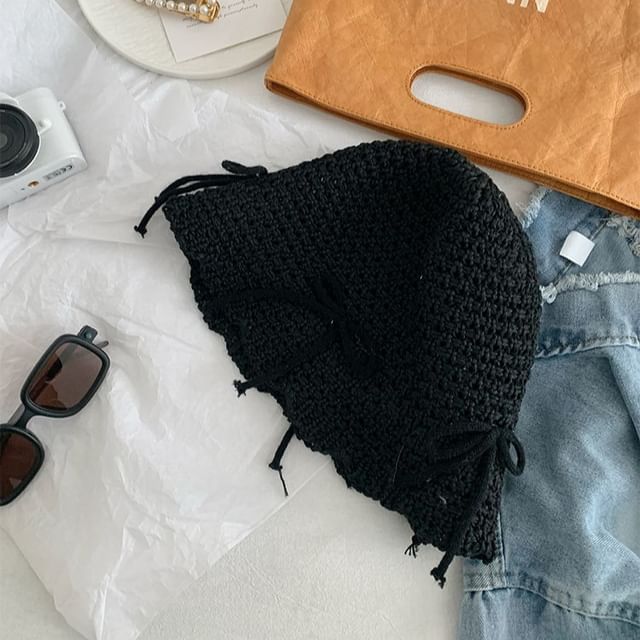 Hat Bow Bucket Woven