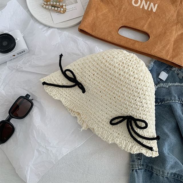 Bow Woven Bucket Hat