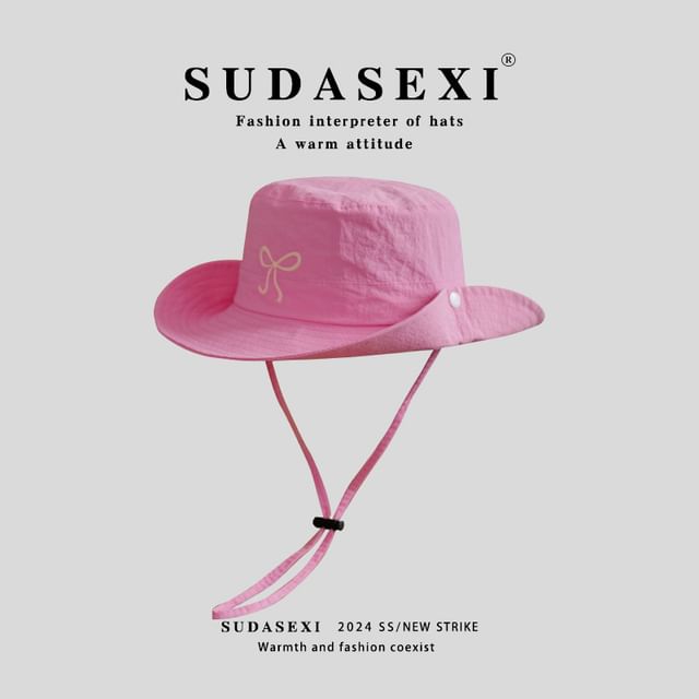 Bow Bucket Embroidered Hat