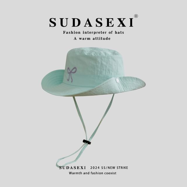 Bow Bucket Embroidered Hat