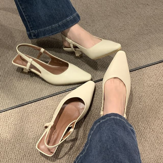 Heel Low Sandals Slingback Pointy
