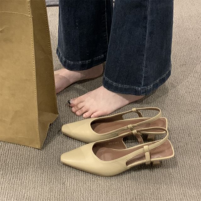 Heel Low Sandals Slingback Pointy