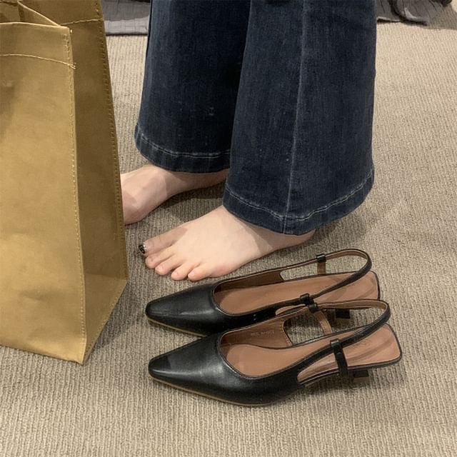 Heel Low Sandals Slingback Pointy