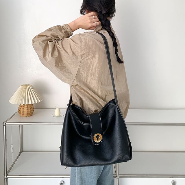 Tote Faux Bag Plain Leather