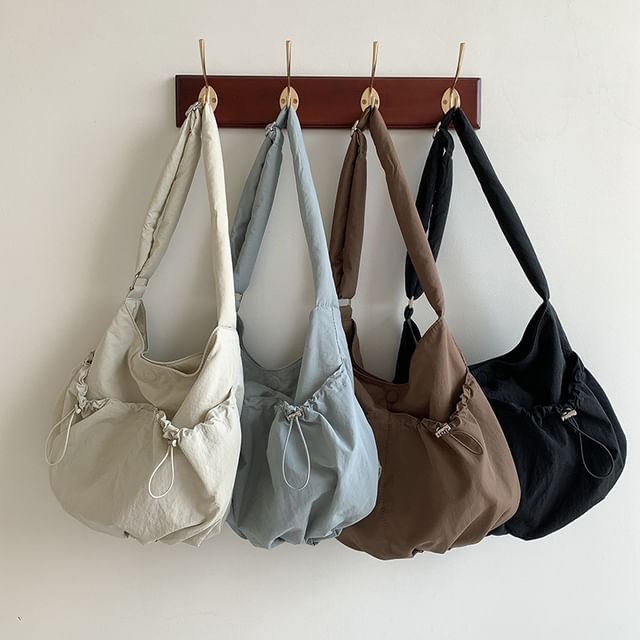 Bag Drawstring Crossbody Nylon Plain
