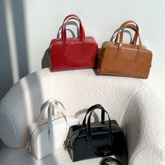 Leather Boston Faux Bag