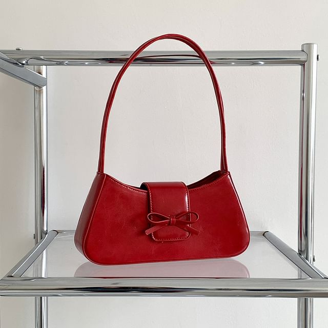 Faux Bow Leather Shoulder Bag