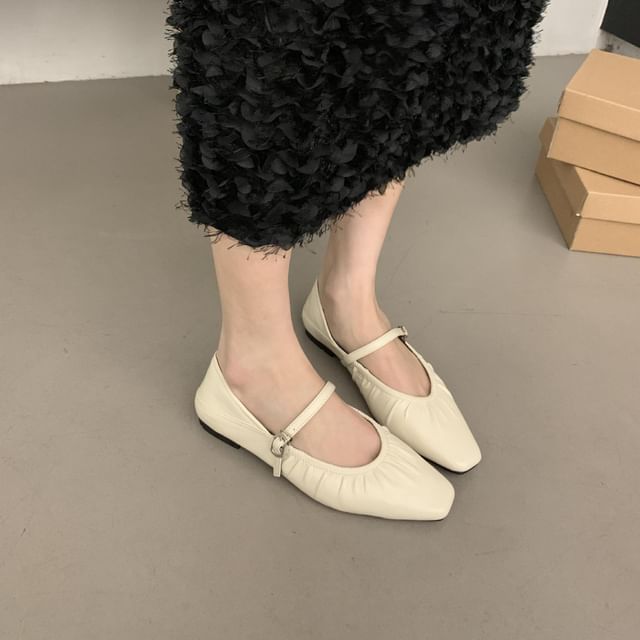 Plain Ruched Mary Jane Shoes