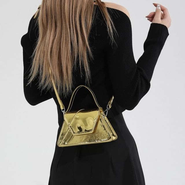 Patent Bag Leather Crossbody Handle Flap Top