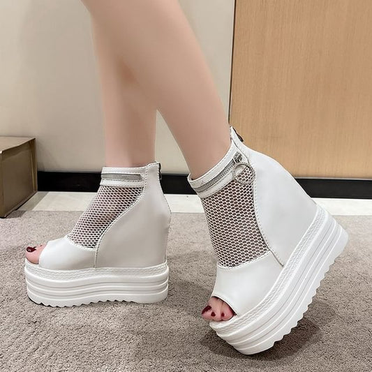 Hidden Sandals Wedge Platform Mesh