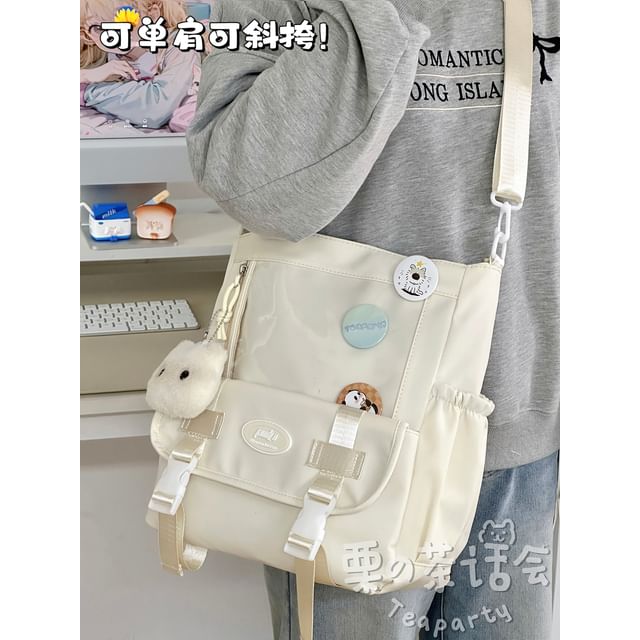 PVC Panel Buckled Tote Bag / Bag Charm / Set