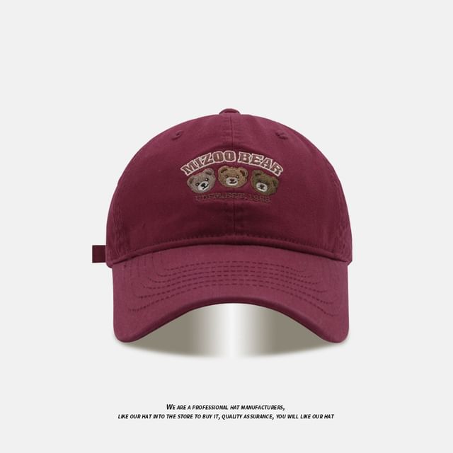 Bear Embroidered Baseball Cap