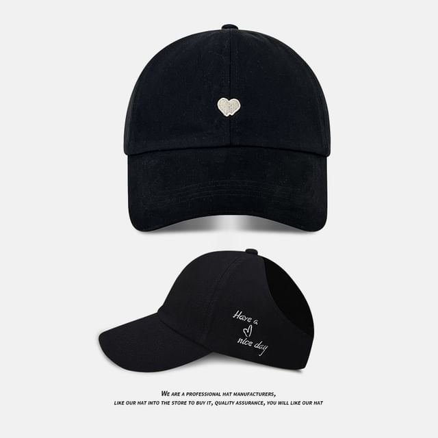 Heart Embroidered Baseball Cap