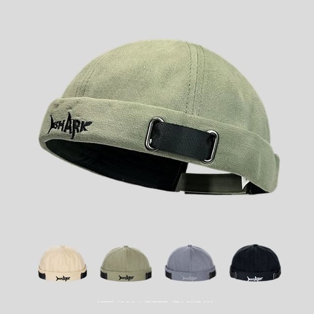 Lettering Embroidered Brimless Hat