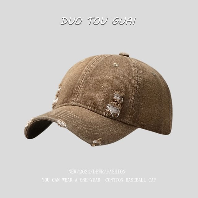 Washed Cap Distressed Denim Baseball