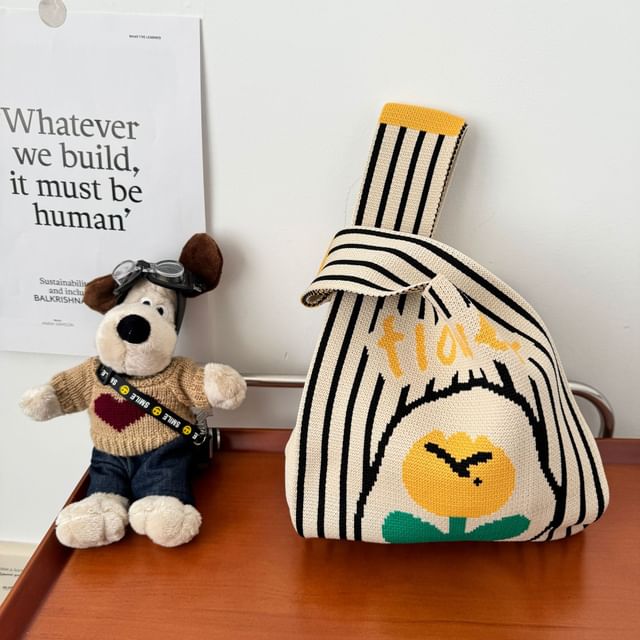 Knit Tote Bag Flower