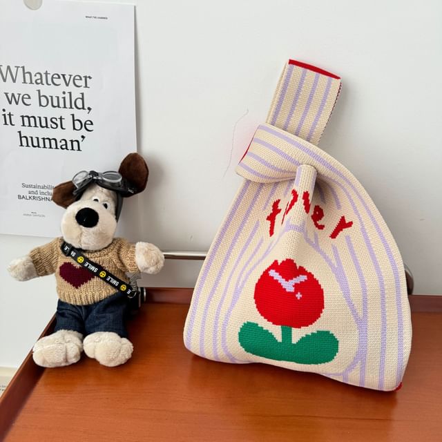 Knit Tote Bag Flower