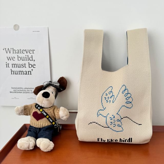 Tote Lettering Knit Bag