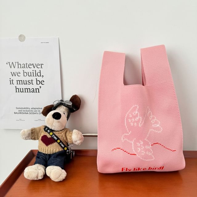 Tote Lettering Knit Bag