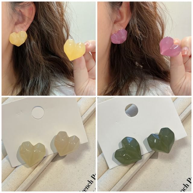 Earring Heart Resin Stud