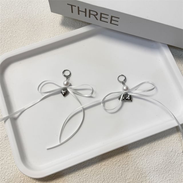 Ribbon Designs) Faux (Various Earring Pearl / Drop