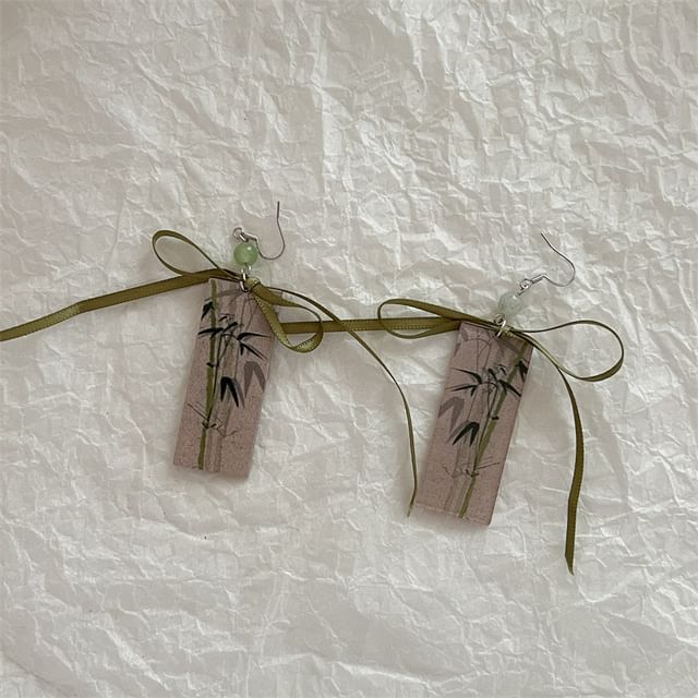 Acrylic Earring Ribbon Drop Bamboo