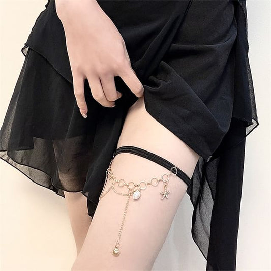 Thigh Chain Pearl Layered Shell Starfish Faux