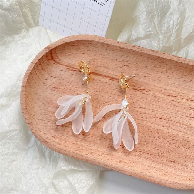 Earring Asymmetrical Dangle Floral Rhinestone