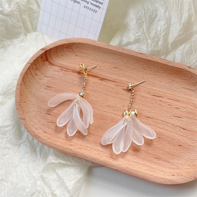 Earring Asymmetrical Dangle Floral Rhinestone