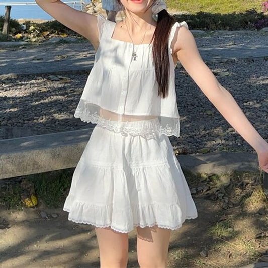 / Designs) Cami Top Trim (Various Lace A-Line High Waist Skirt